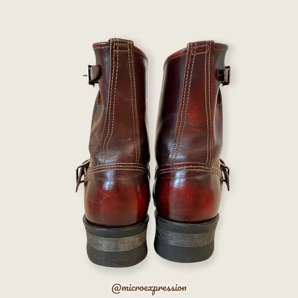 $389 Veronica Short Engineer Lug Sole Belted Red Oxblood Leather Moto Ankle Boot - Picture 10 of 13